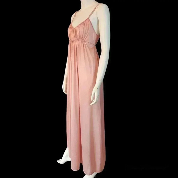 Vintage 70s Blush Pink Empire Waist Slip Nightgown Dress S - Picture 4 of 13